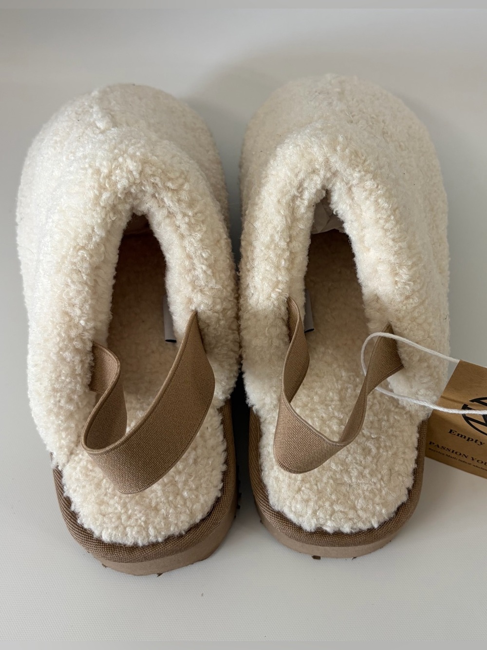Fluffy Platform Slippers Beige US 11 - Picture 3 of 3